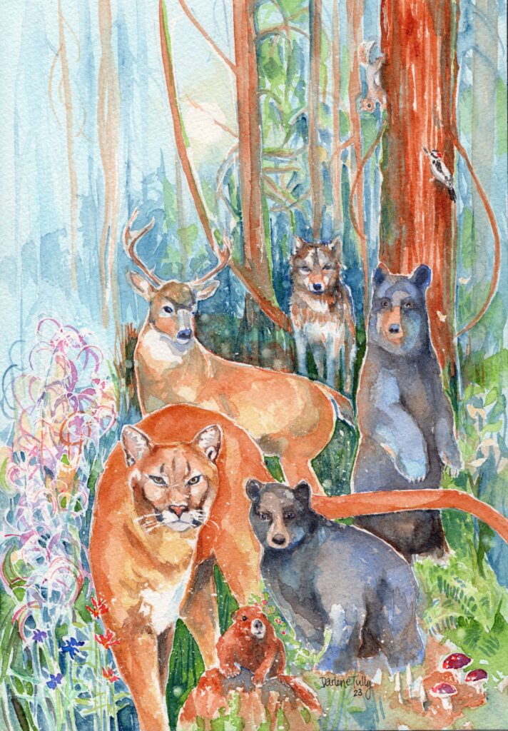 Art gallery entrance to animals and terrestrial beings artwork by Darlene Tully