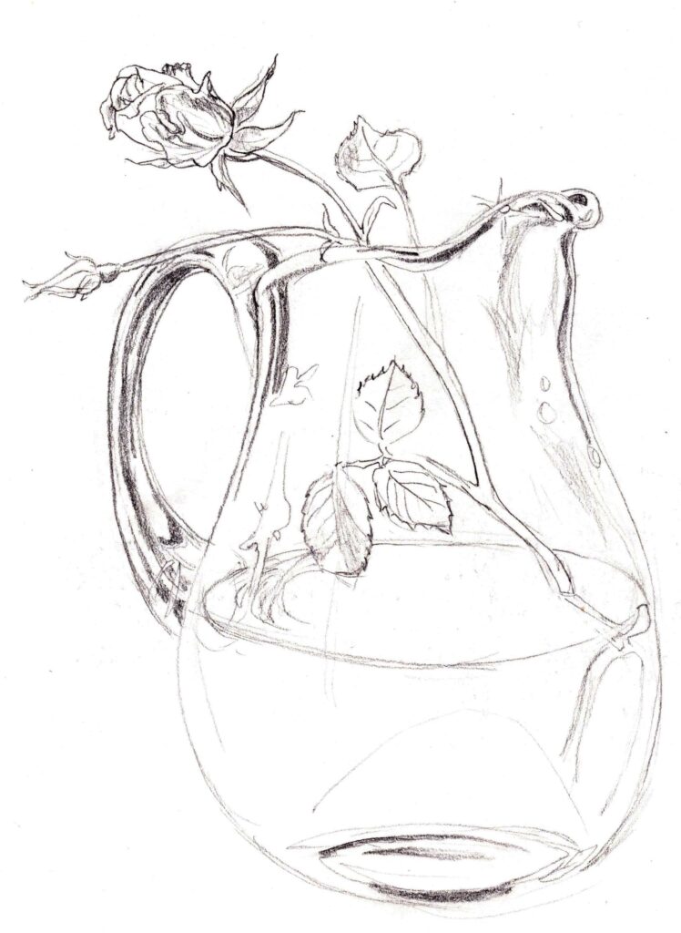 rose in glass jug